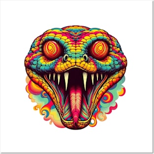 psychedelic snake head Posters and Art